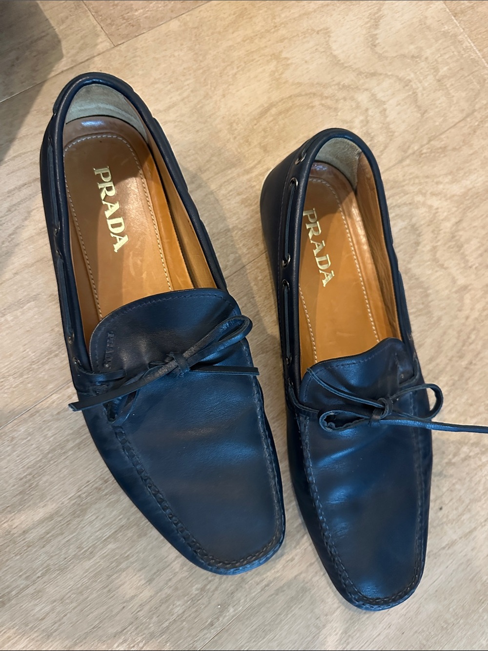 Prada Nautical Driving Loafers in Navy Leather
Sz 10.5 Made in Italy